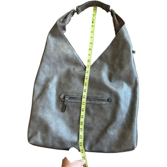 Gray Hobo Bag with Tassel Accent - Picture 2 of 9